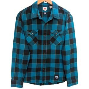 Levis NFL Jacksonville Jaguars Plaid Flannel Shirt Mens XL Teal Black Button Up